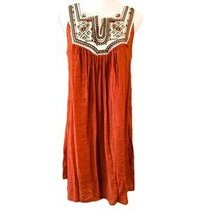 Luxology Women’s Boho Dress Solid Embroidered Lined Size M Sleeveless